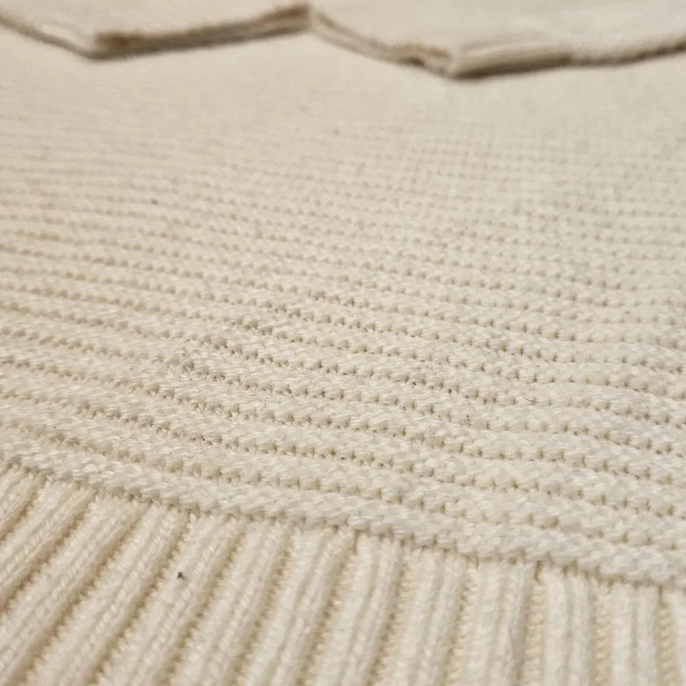 Uniqlo Cream Cable Knit Sweater Womens Chunky Wool Acrylic Blend Crew Neck Large